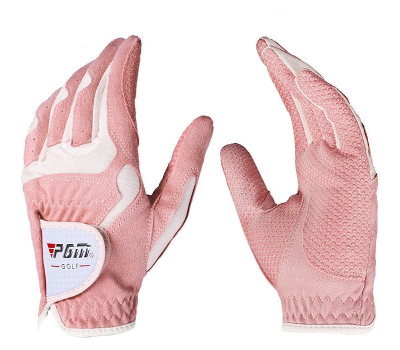 PGM Women's Golf Glove One Pair, Improved Grip System, Cool and Comfortable (Pink White, L) - Image 1